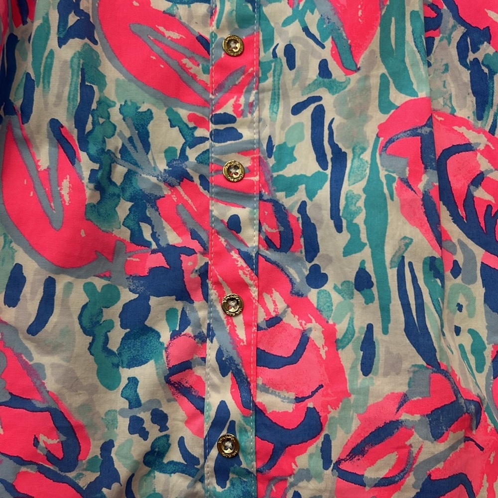 Lilly Pulitzer Vibrant Pink and Blue Midi Dress - Picture 2 of 6